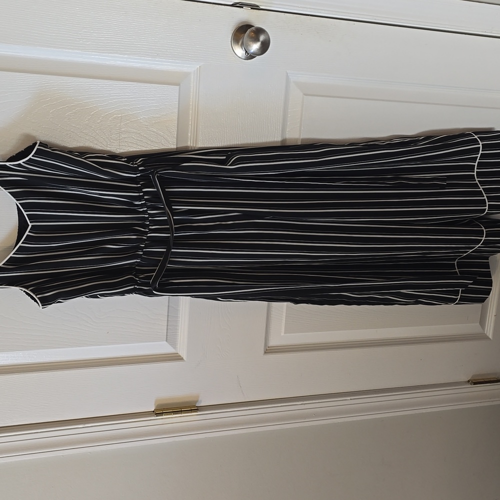 As U Wish Black and White Striped Pantsuit